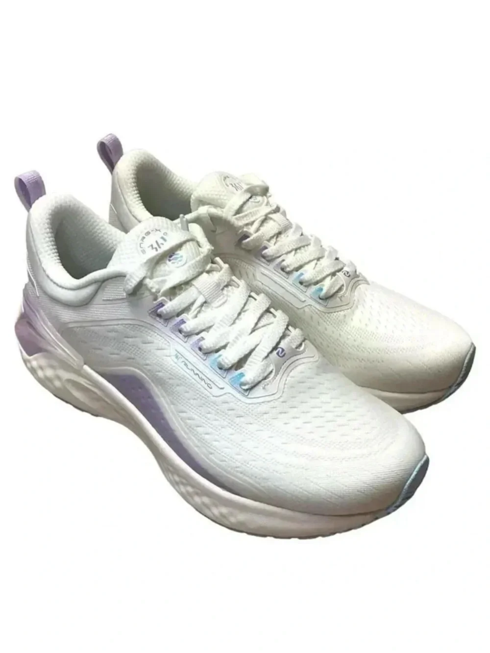 361 Degree Exhale Running Shoes Womens 8.0 White Purple SlipFix Vegan Mesh NEW